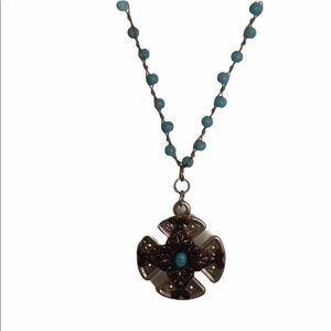 Turquoise and bronze necklace